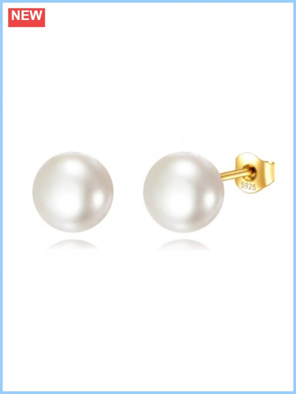 Sterling Silver 8mm Pearl Stud Earrings Minimalist Elegant Women